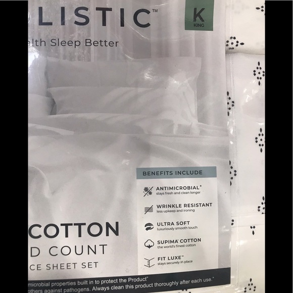 Wholistic 100% Supima Cotton 6- Piece Sheet Set - Picture 4 of 5